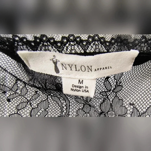 Nylon Apparel Women's Black Sexy Witchy Whimsigoth Sheer Lace Blouse, M, NWT - Picture 3 of 8